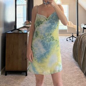 Tie-Dye Slip Dress in Blue & Yellow